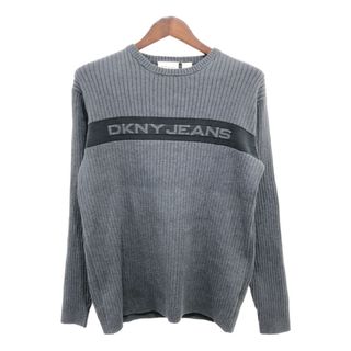 ダナキャランニューヨーク(DKNY)の2000年代～ DKNY ダナキャランニューヨーク DKNY JEANS ロゴ リブニット セーター トップス グレー (メンズ L) 中古 古着 P8650(ニット/セーター)