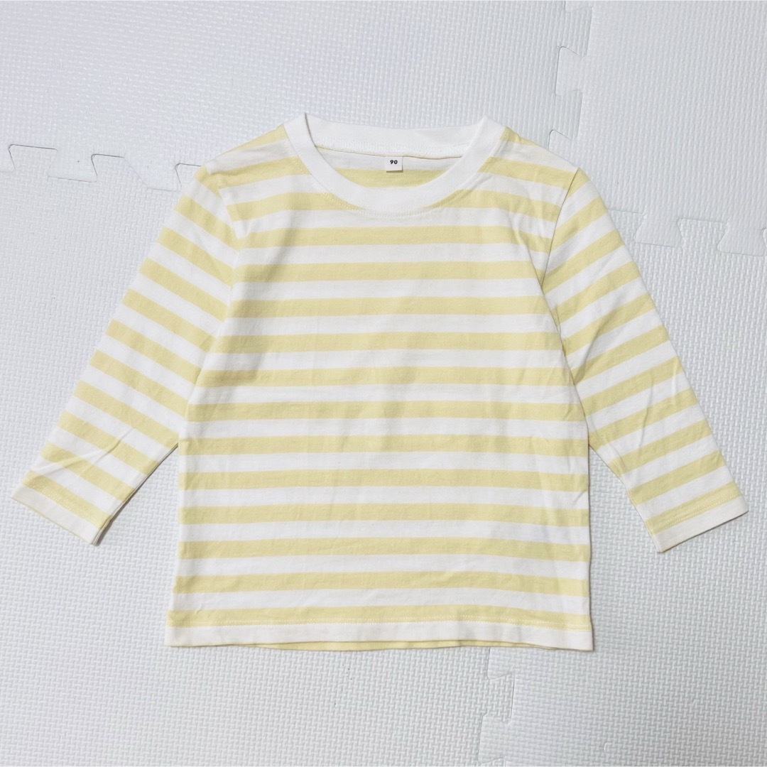 MUJI (無印良品)(ムジルシリョウヒン)の【無印良品】ボーダーTシャツ(長袖、半袖)2点セット まとめ売り キッズ/ベビー/マタニティのキッズ服男の子用(90cm~)(Tシャツ/カットソー)の商品写真