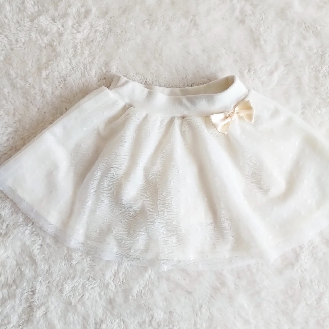 【キッズ服】シンプルで可愛い♡3層構造のキュロットスカート(ホワイト) 100㎝ キッズ/ベビー/マタニティのキッズ服女の子用(90cm~)(スカート)の商品写真