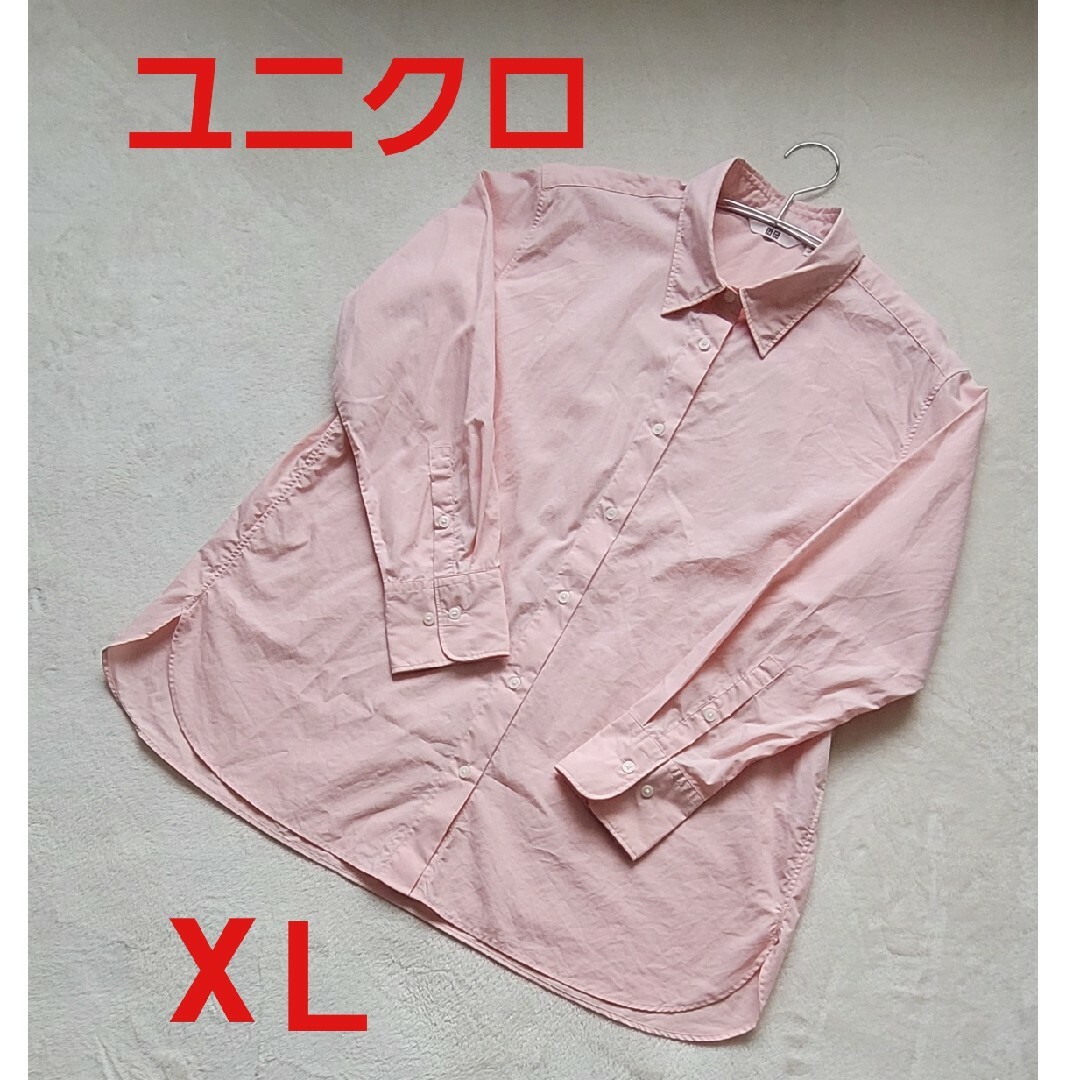 UNIQLO(ユニクロ)のUNIQLO ユニクロ シャツ ブラウス ピンク XＬ レディースのトップス(シャツ/ブラウス(長袖/七分))の商品写真