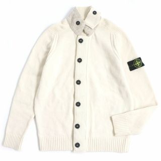 ストーンアイランド(STONE ISLAND)の美品▼STONE ISLAND ストーンアイランド ロゴ入りボタン・ワッペン付き WZIP ニットジャケット クリーム M メンズ 正規品(その他)