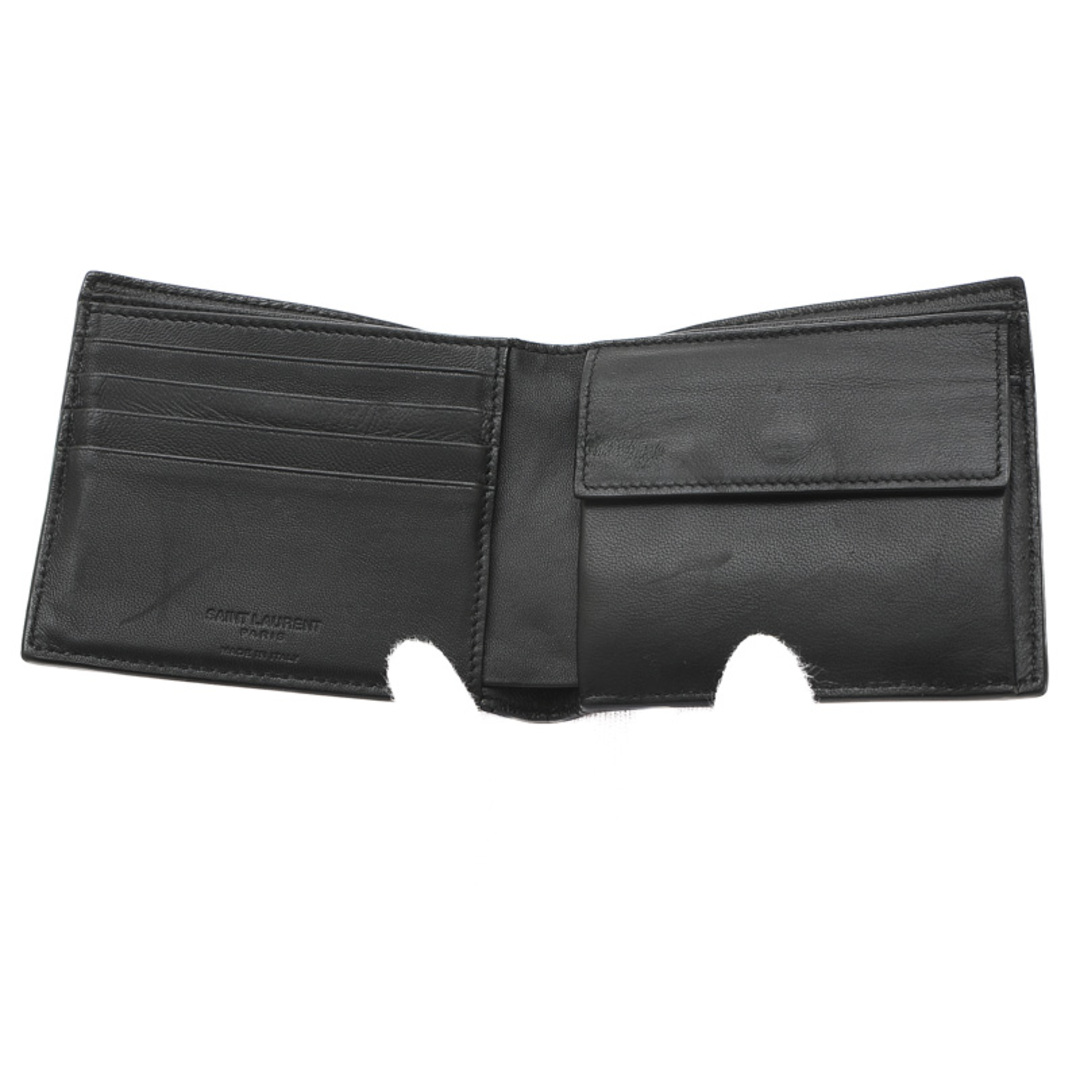 サンローランパリ イースト/ウエスト クロコ型押し 二つ折り財布 レザー ブラッ メンズのファッション小物(折り財布)の商品写真
