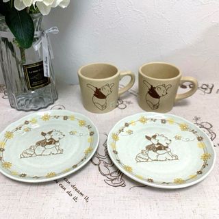 クマノプーサン(くまのプーさん)のディズニー食器　プーさん◆ プレート＆マグカップ　Sango  ナチュラル(キャラクターグッズ)