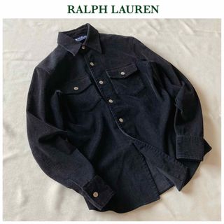 ラルフローレン(Ralph Lauren)のビンテージ ラルフローレン ストレッチ コーデュロイ シャツ 7 黒 ブラック(シャツ/ブラウス(長袖/七分))