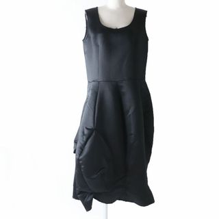 コムデギャルソン(COMME des GARCONS)の極美品☆正規品 コムデギャルソン GJ-O009 22年 カットオフデザイン 変形デザイン ノースリーブ ボリューム ワンピース ブラック M 日本製(ロングワンピース/マキシワンピース)