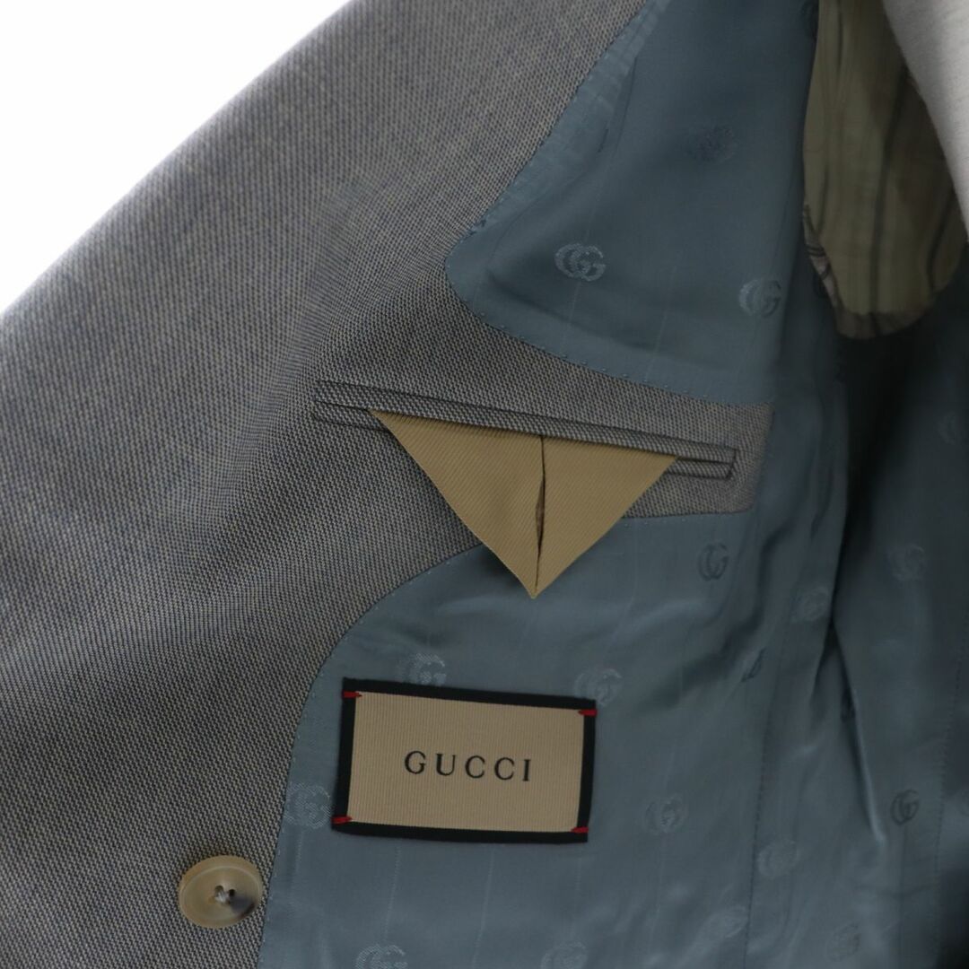 Gucci(グッチ)の未使用品☆正規品 GUCCI グッチ 22SS 669528 裏地GG柄 ダブルブレスト ジャケット ブルーグレー系 40 レディース イタリア製 レディースのジャケット/アウター(その他)の商品写真