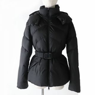 モンクレール(MONCLER)の美品☆正規品 MONCLER モンクレール 20-21AW ALOES ロゴワッペン・ベルト・フード付き ダウンジャケット ブラック 黒 1 レディース(ダウンジャケット)