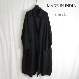 MADE IN INDIA オーバーサイズ ロング コート シャツ アウター 黒