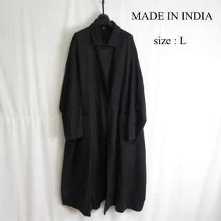 アートヴィンテージ(ART VINTAGE)のMADE IN INDIA オーバーサイズ ロング コート シャツ アウター 黒(ロングコート)