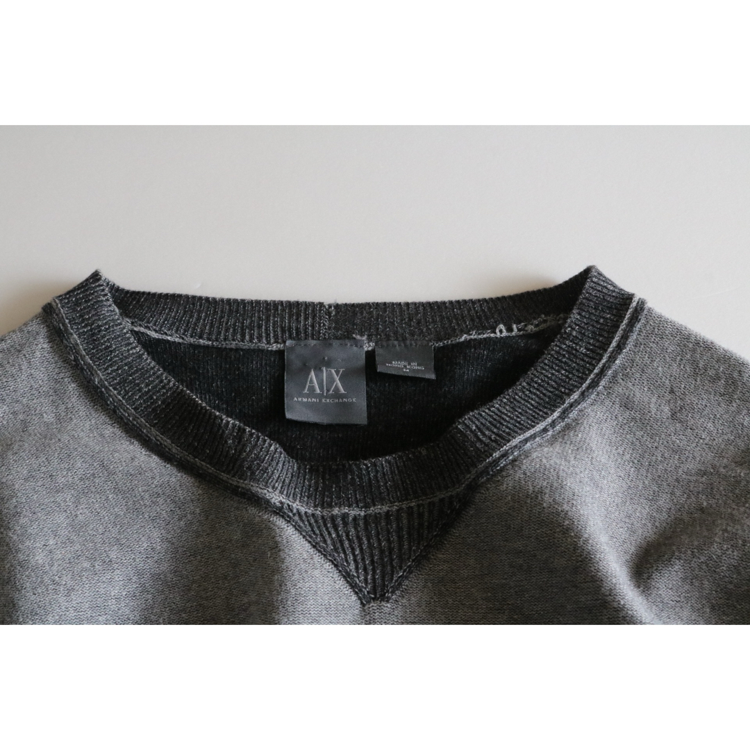 ARMANI EXCHANGE(アルマーニエクスチェンジ)の【ARMANI】ニット　セーター　ロゴ　灰　M★ メンズのトップス(ニット/セーター)の商品写真