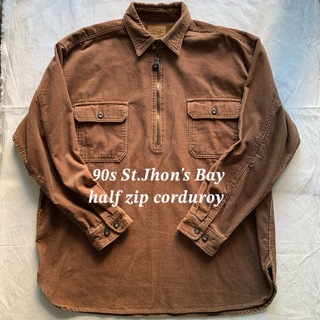 ジェーシーペニー(J.C.PENNEY)の90s セントジョンズベイ ハーフジップ　コーデュロイシャツ　ブラウン　y2k(シャツ)