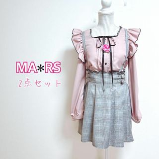 マーズ(M.A.R.S)のマーズ　肩開きサテンリボンクロスブラウス&サスペンダースカート　2点セット(シャツ/ブラウス(長袖/七分))