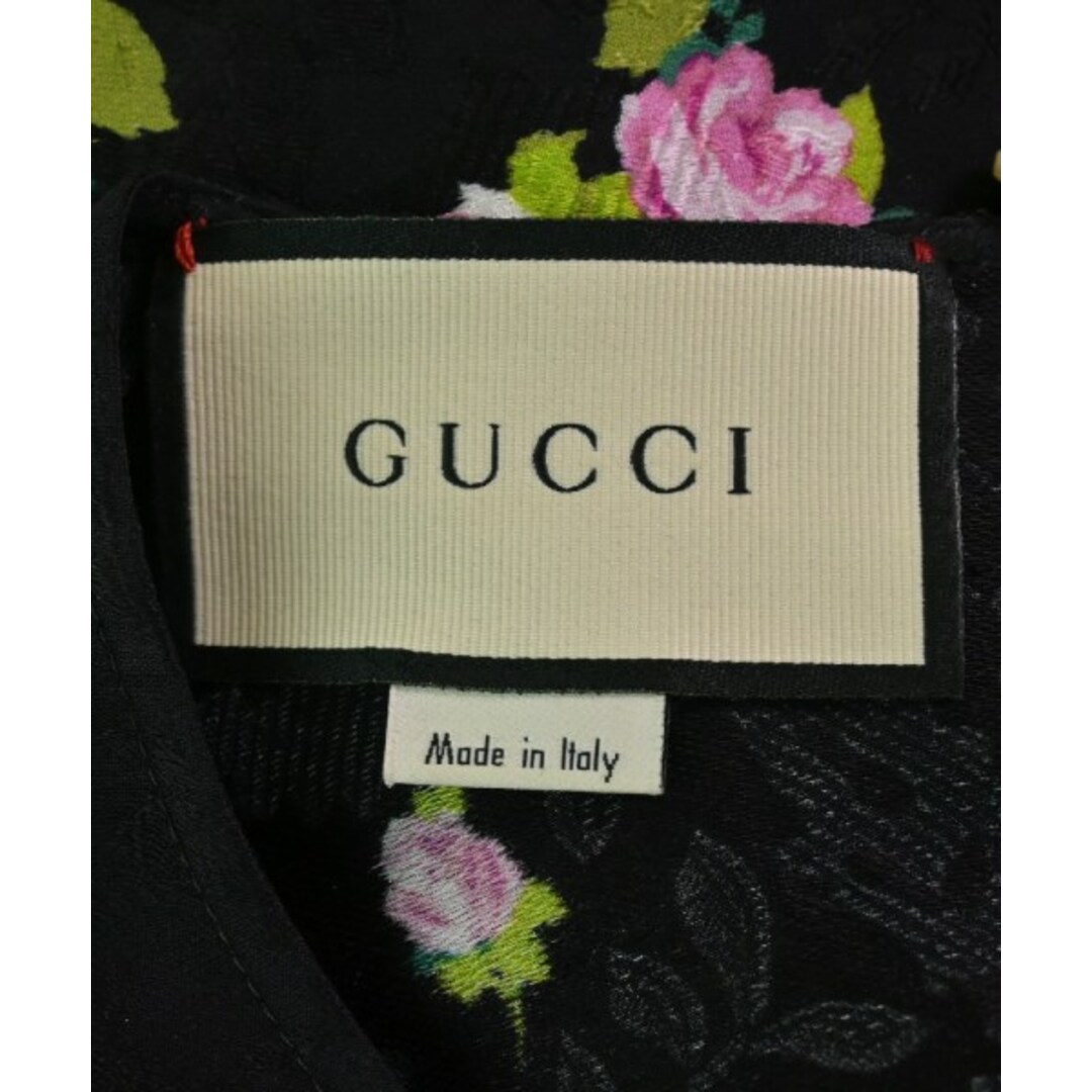 Gucci(グッチ)のGUCCI グッチ カジュアルシャツ 40(M位) 黒xピンクx緑(花柄) 【古着】【中古】 レディースのトップス(シャツ/ブラウス(長袖/七分))の商品写真