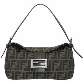 フェンディ(FENDI)の本物 フェンディ FENDI ズッカ ショルダーバッグ ハンドバッグ ナイロン カーキ ブラック Zucca バッグ 中古(ショルダーバッグ)