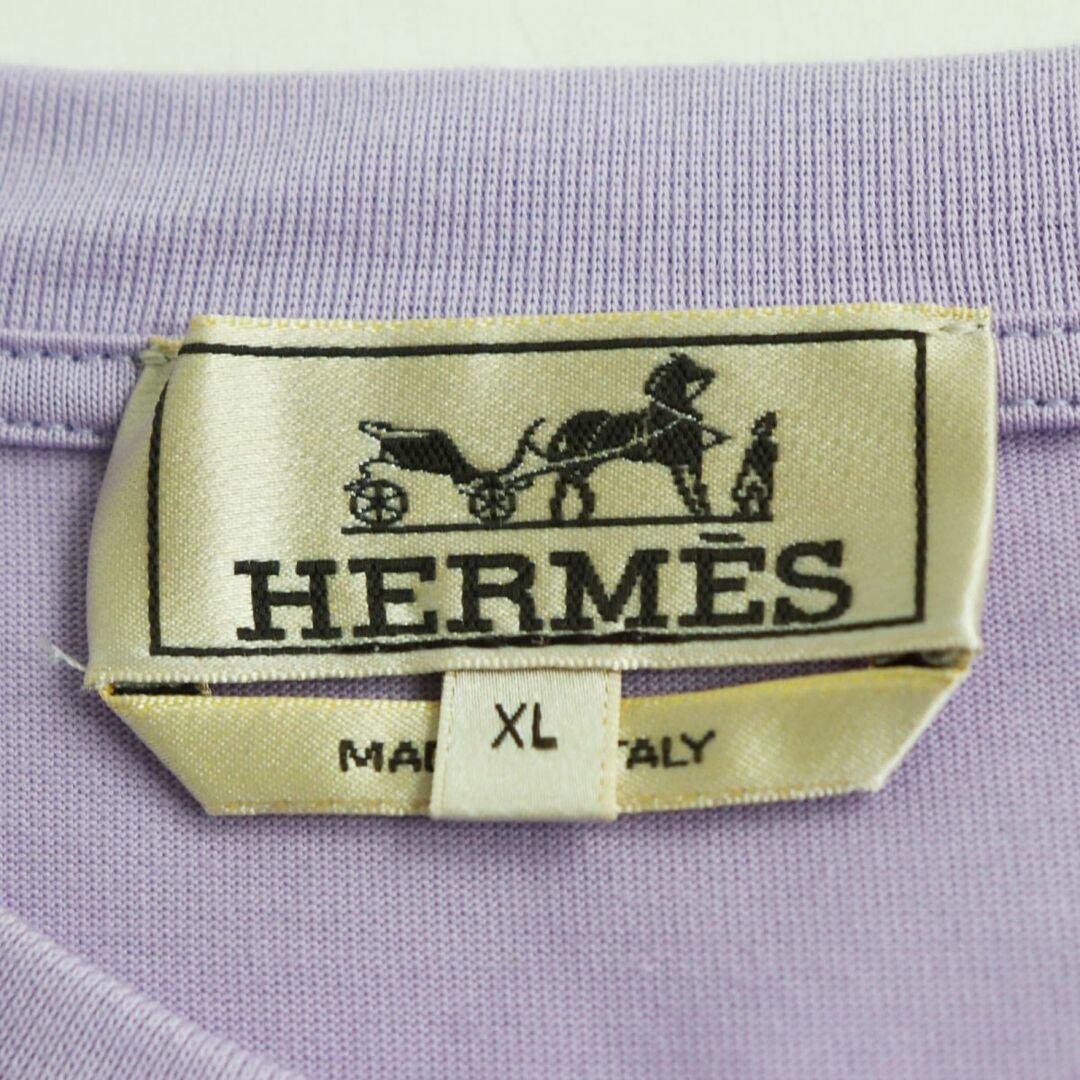 Hermes(エルメス)の極美品●23SS HERMES エルメス ステッチデザイン クルーネック 半袖Tシャツ パープル XL イタリア製 正規品 メンズ 春夏おすすめ◎ メンズのトップス(Tシャツ/カットソー(半袖/袖なし))の商品写真