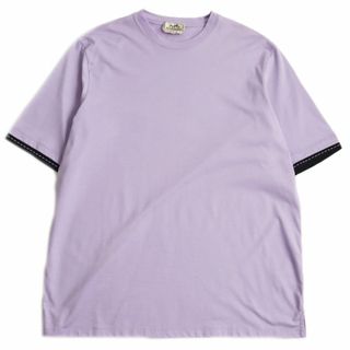 エルメス(Hermes)の極美品●23SS HERMES エルメス ステッチデザイン クルーネック 半袖Tシャツ パープル XL イタリア製 正規品 メンズ 春夏おすすめ◎(Tシャツ/カットソー(半袖/袖なし))