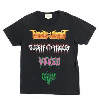 グッチ(Gucci)の良品△正規品 GUCCI グッチ 493117 メタルロゴプリント ラウンドネック 半袖 Tシャツ メンズ ブラック×マルチカラー M イタリア製(Tシャツ/カットソー(半袖/袖なし))