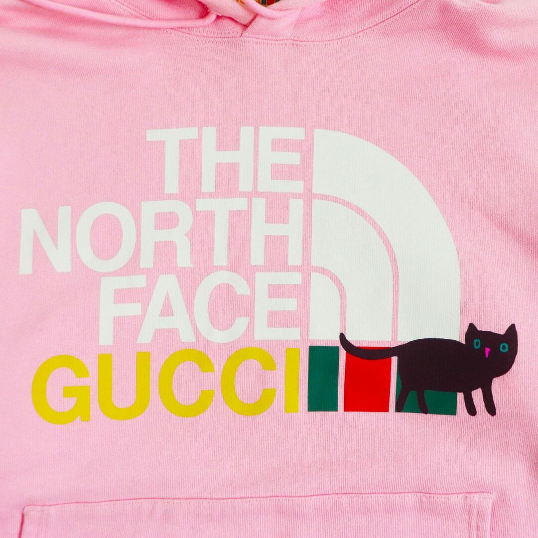 Gucci(グッチ)の極美品□GUCCI×THE NORTH FACE グッチ ザ・ノースフェイス 626989 ロゴプリント スウェットパーカー/フーディー ピンク M 伊製 正規品 メンズのトップス(パーカー)の商品写真