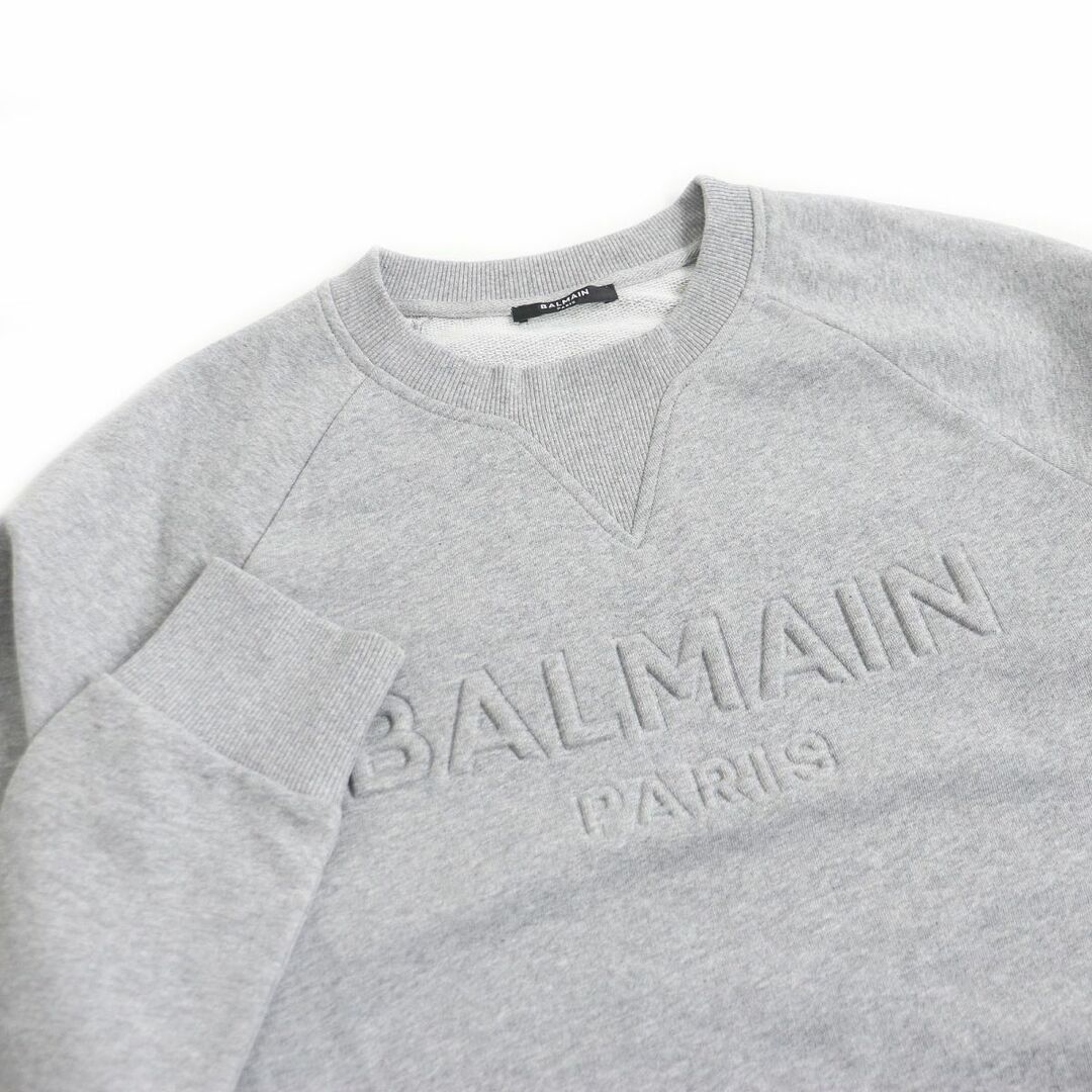 BALMAIN(バルマン)の極美品□21AW BALMAIN/バルマン JQ005BB20 エンボスロゴ コットン ロングスリーブ 長袖 スウェットシャツ/トレーナー グレー L 正規品 メンズのトップス(スウェット)の商品写真