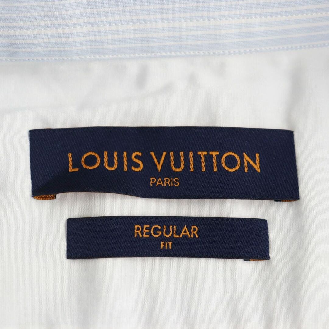 LOUIS VUITTON(ルイヴィトン)の美品●18SS LOUIS VUITTON ルイヴィトン レギュラーフィット ストライプ柄 長袖 ドレス/ダブルカフスシャツ 青×白 41・16 1/2 伊製 正規品 メンズのトップス(シャツ)の商品写真