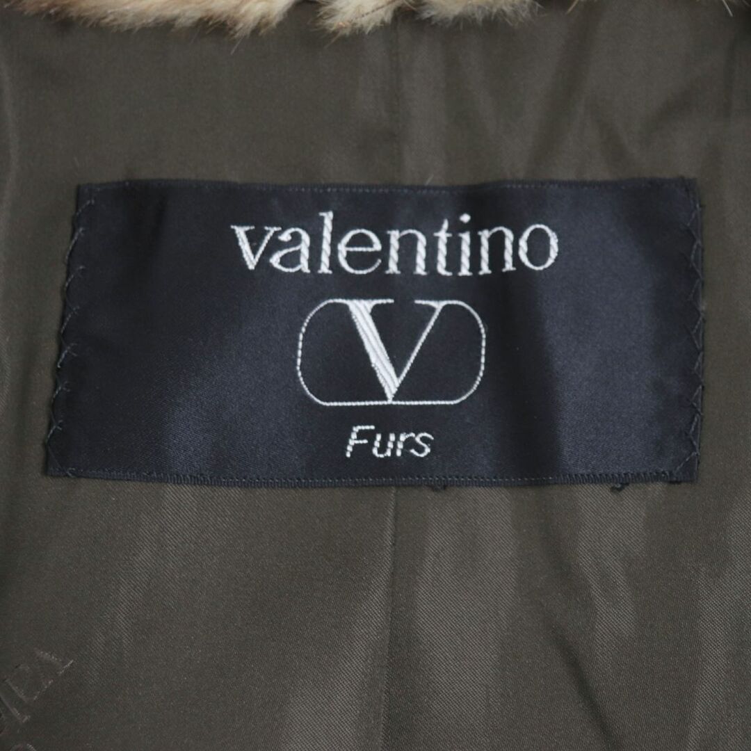 VALENTINO(ヴァレンティノ)の美品▼VALENTINO ヴァレンティノ フィッチ 裏地ロゴ柄 本毛皮ロングコート クリーム×ブラウン F 毛質艶やか・柔らか◎ レディースのジャケット/アウター(毛皮/ファーコート)の商品写真