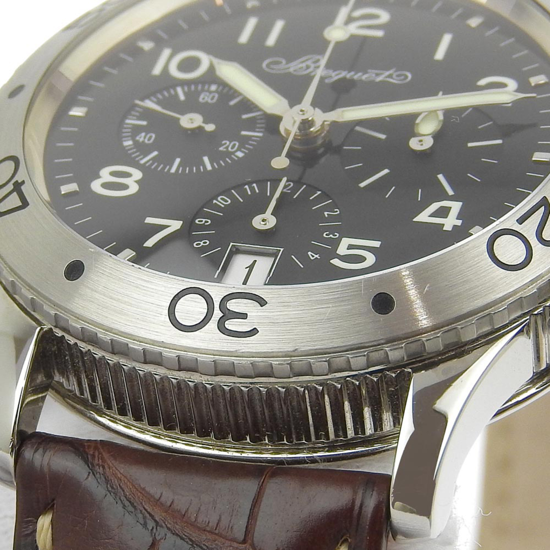 Breguet(ブレゲ)の【本物保証】 超美品 ブレゲ BREGUET トランスアトランティック タイプXX デイト クロノグラフ メンズ 自動巻き 腕時計 黒文字盤 3820 メンズの時計(腕時計(アナログ))の商品写真