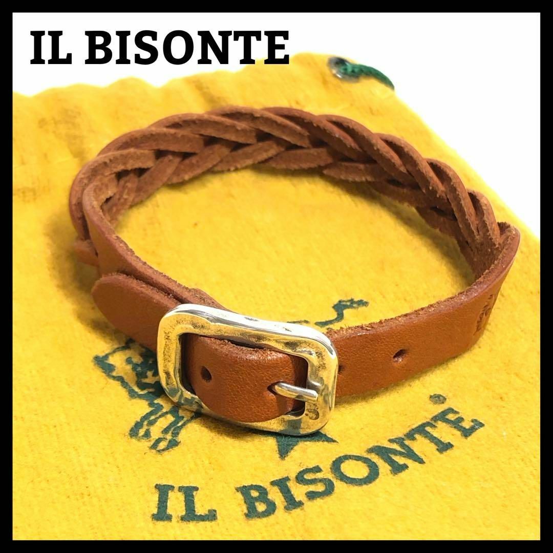 IL BISONTE(イルビゾンテ)のイルビゾンテ  ブレスレット  レザー メッシュ レディース メンズ ブラウン メンズのアクセサリー(ブレスレット)の商品写真