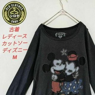 レディース 古着 カットソー ミッキー グレー Disney ディズニー(カットソー(長袖/七分))