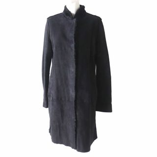 マックスマーラ(Max Mara)の美品◎正規品 白タグ MaxMara マックスマーラ レディース 切り替えデザイン 比翼 ムートンコート ブラック 黒 40 毛皮(ムートンコート)