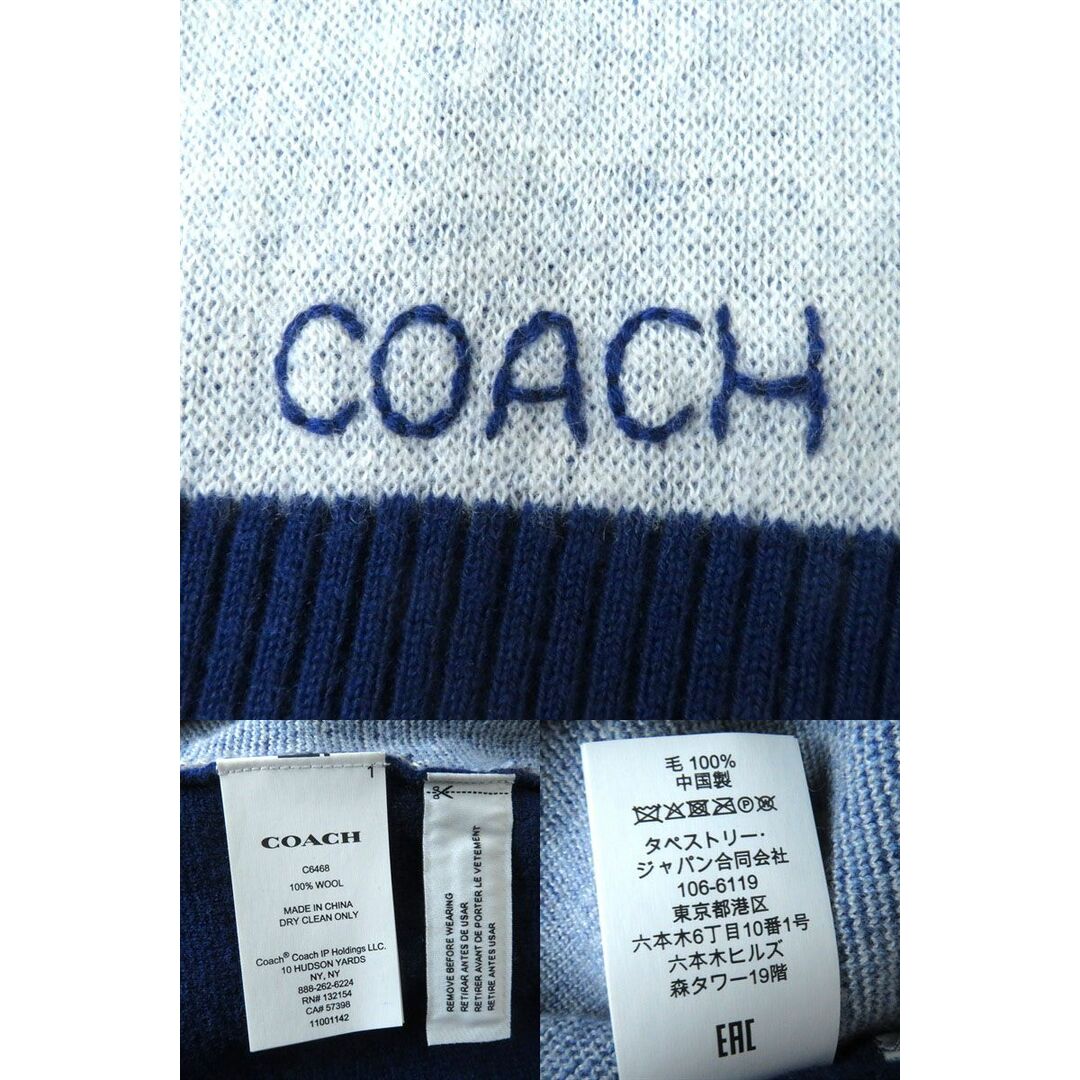 COACH(コーチ)の未使用品◎正規品 ディズニー×コーチ コラボ C6468 レディース ミッキーマウス 長袖 ニットプルオーバー 青×紺 XS タグ付 定価49500円 レディースのトップス(ニット/セーター)の商品写真