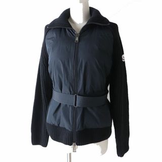 モンクレール(MONCLER)の美品◎正規品 2020年 MONCLER モンクレール  CARDIGAN TRICOT レディース ベルト付き ダウン×ニット カーディガン 黒 S 箱・タグ付き(ダウンジャケット)