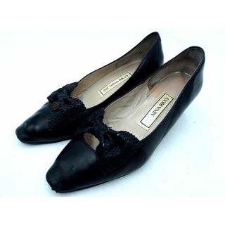 ニナリッチ(NINA RICCI)のニナリッチ レザー リボン パンプス size36.5（23.5cm位）/黒 ■■ レディース(ハイヒール/パンプス)