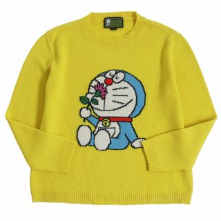 グッチ(Gucci)の極美品□GUCCI グッチ×ドラえもん 655654 ウール クルーネック ロングスリーブ 長袖ニット/セーター イエロー XL イタリア製 正規品(ニット/セーター)