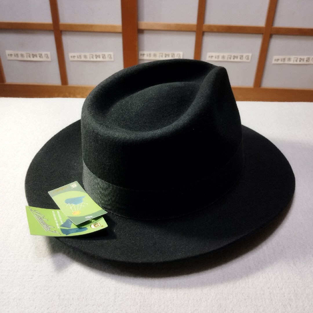 24010101　サイズ59　黒色　高品質　英国式フェドラ帽子ウール100％ メンズの帽子(ハット)の商品写真