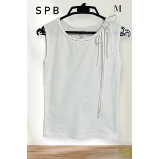 S P B  ノースリーブリボンカットソー　ホワイト　Mサイズ(カットソー(半袖/袖なし))