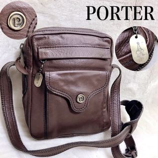 ポーター(PORTER)の希少 廃盤 PORTER ボックス型 オールレザー ショルダーバッグ アーカイブ(ショルダーバッグ)