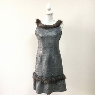 ルネ(René)の美品　Rene ルネ　最高級ツイード　ファー　スパンコール　ワンピース(ひざ丈ワンピース)