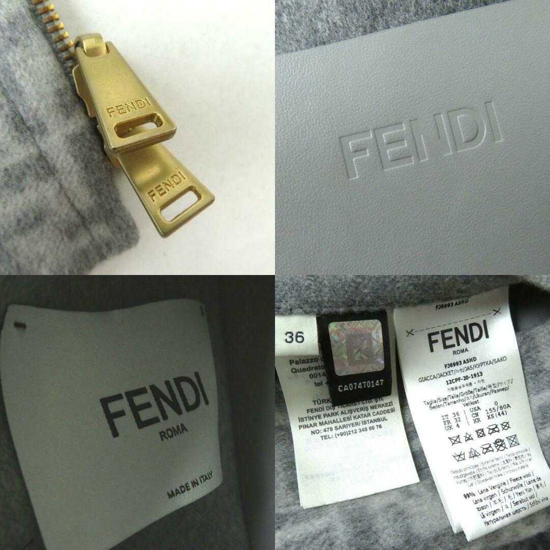 FENDI(フェンディ)の極美品◎正規品 イタリア製 FENDI フェンディ 20年 FJ6993 FFロゴ／ズッカ柄×無地 リバーシブル フーデッド ショートジャケット グレー 36 レディースのジャケット/アウター(ブルゾン)の商品写真