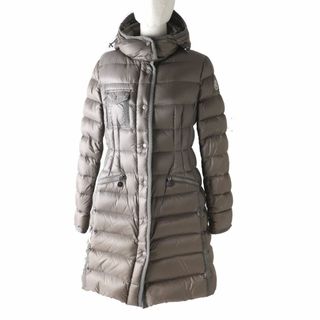 モンクレール(MONCLER)の美品◎正規品  MONCLER モンクレール HERMINE エルミンヌ レディース 美シルエット ワッペン・フード付き ロングダウンコート グレー 1(ダウンジャケット)