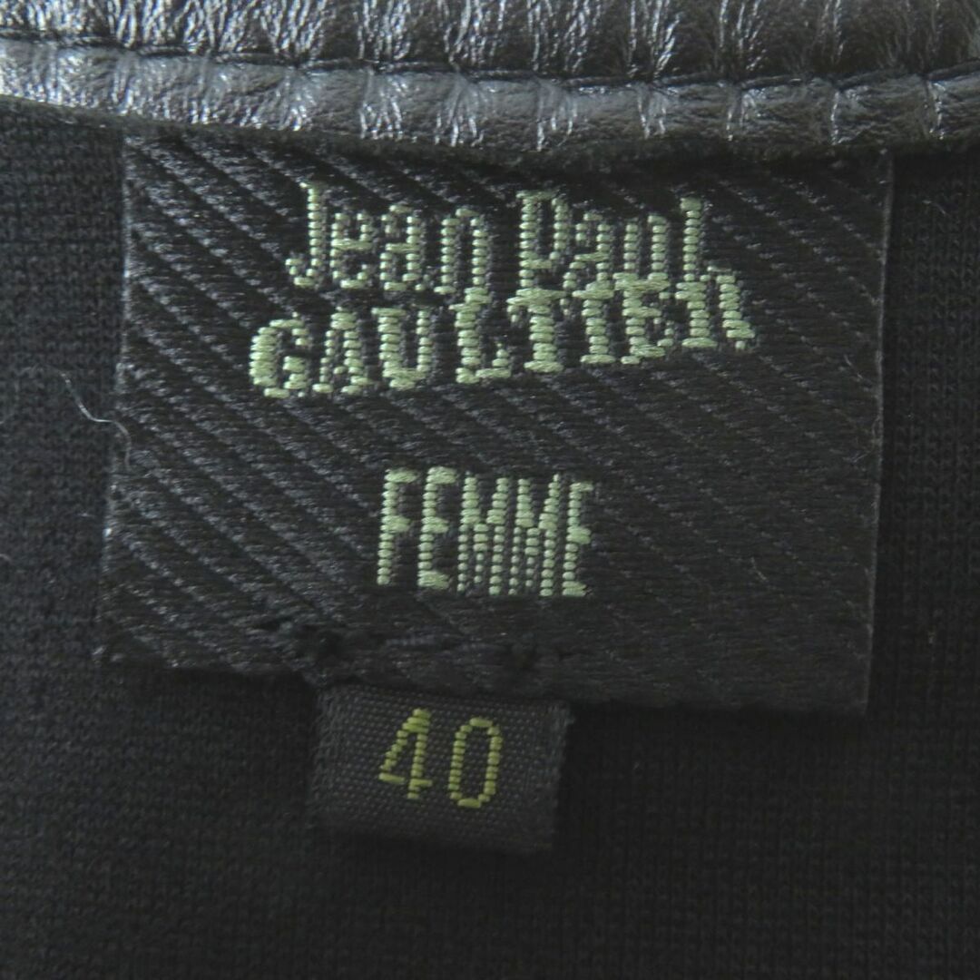 Jean-Paul GAULTIER(ジャンポールゴルチエ)の未使用◎正規品 激レア Jean Paul GAULTIER FEMME ジャンポールゴルチエ ファム カーフレザー ノースリトップス アームウォーマー付 黒 40　m15-st30328-882 レディースのトップス(タンクトップ)の商品写真