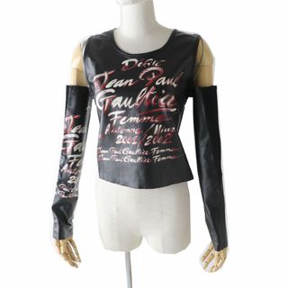 ジャンポールゴルチエ(Jean-Paul GAULTIER)の未使用◎正規品 激レア Jean Paul GAULTIER FEMME ジャンポールゴルチエ ファム カーフレザー ノースリトップス アームウォーマー付 黒 40　m15-st30328-882(タンクトップ)