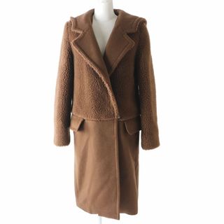 マックスマーラ(Max Mara)の極美品◎正規品 イタリア製 ＭaxMara マックスマーラ 白タグ レディース キャメル×シルク テディベア切替 超ロングコート ブラウン 茶 36　m13-st30323-3441(ロングコート)