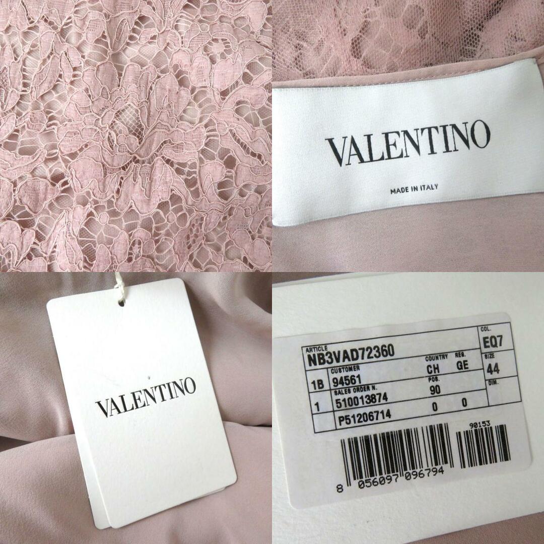 VALENTINO(ヴァレンティノ)の極美品◎正規品 ヴァレンティノ NB3VAD72360 シルク混 レース切替 スカラップ ロックスタッズ 半袖 ワンピース ダスティピンク 44 タグ付き　m17-st30320-144 レディースのワンピース(ひざ丈ワンピース)の商品写真