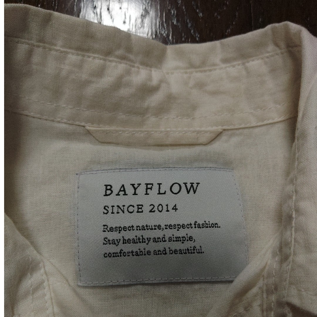 BAYFLOW(ベイフロー)のBAYFLOW　リネンシャツ　シャツ　長袖　３　白　刺繍 メンズのトップス(シャツ)の商品写真