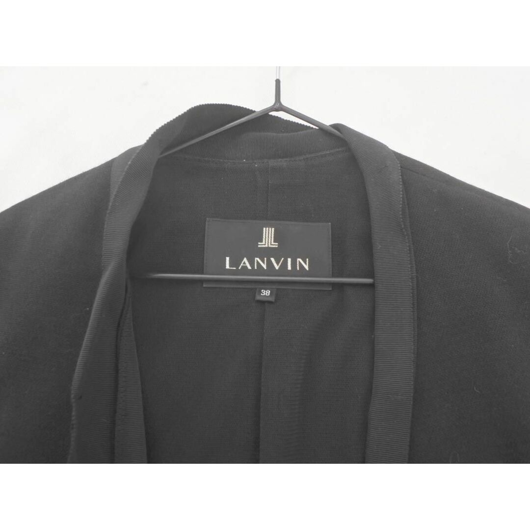 LANVIN(ランバン)のLANVIN ランバン シルク混 ノーカラー ジャケット size38/黒 ◇■ レディース レディースのジャケット/アウター(ノーカラージャケット)の商品写真