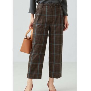 ユナイテッドアローズグリーンレーベルリラクシング(UNITED ARROWS green label relaxing)の美品 CS チェック ワイドテーパード パンツ(カジュアルパンツ)