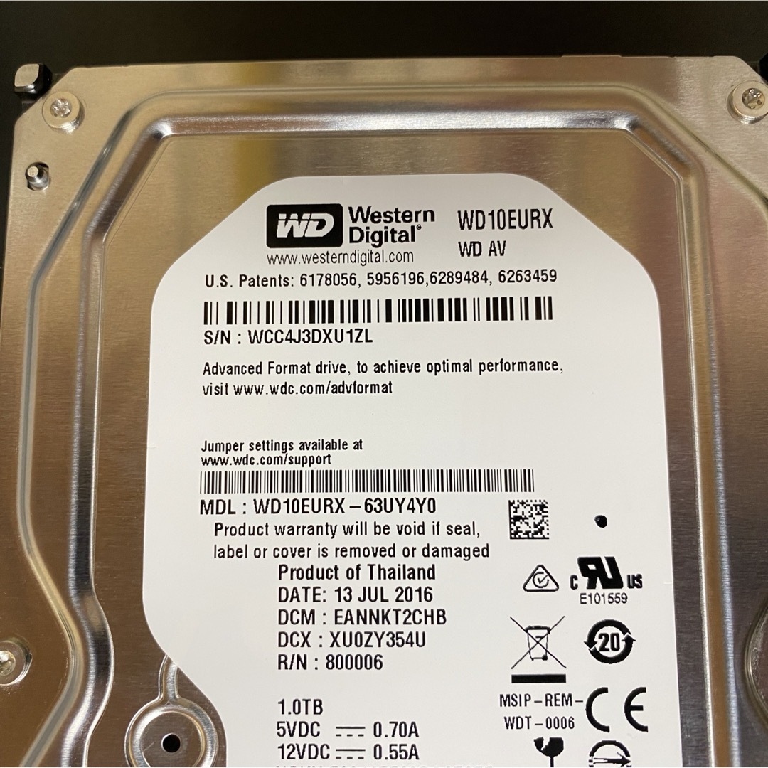 Western Digital(ウェスタンデジタル)のHDD  Western Digital 1TB   2台セット スマホ/家電/カメラのPC/タブレット(PCパーツ)の商品写真