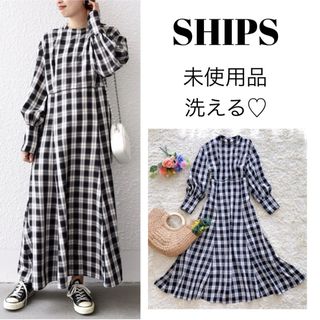 シップス(SHIPS)の【未使用品♡洗える】シップス SHIPS チェックパイピングマーメイドワンピース(ロングワンピース/マキシワンピース)