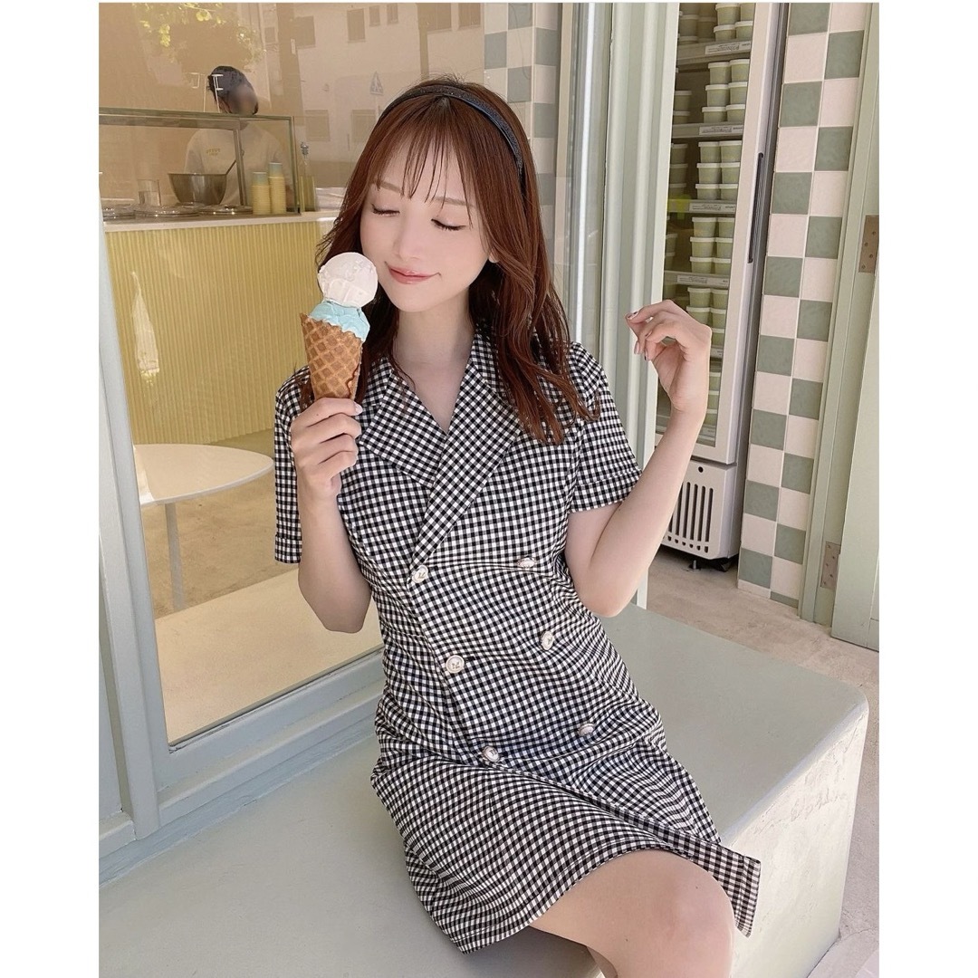 michellMacaron(ミシェルマカロン)のミシェルマカロン　ギンガムシャツワンピース レディースのワンピース(ミニワンピース)の商品写真