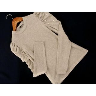 ザラ(ZARA)のZARA ザラ パール パワーショルダー カットソー sizeS/ベージュ ◇■ レディース(カットソー(長袖/七分))